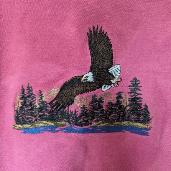 Crew Neck Forest Embroidery Pink Tie Dye - Picture 4 of 11